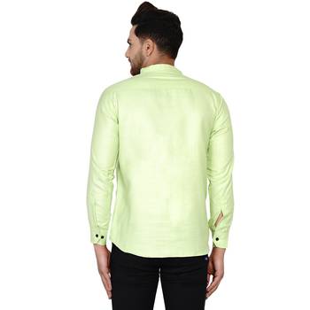 Green plain cotton men-kurtas 4