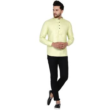 Green plain cotton men-kurtas 5
