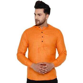 Yellow plain cotton men-kurtas 1