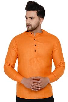 Yellow plain cotton men-kurtas