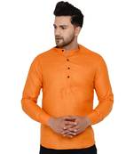 Yellow plain cotton men-kurtas