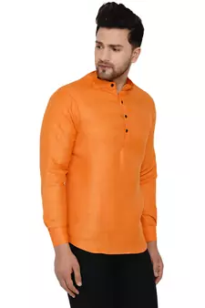 Yellow plain cotton men-kurtas