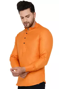 Yellow plain cotton men-kurtas