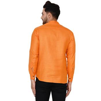 Yellow plain cotton men-kurtas 4
