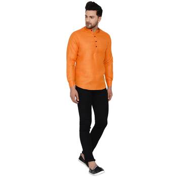 Yellow plain cotton men-kurtas 5