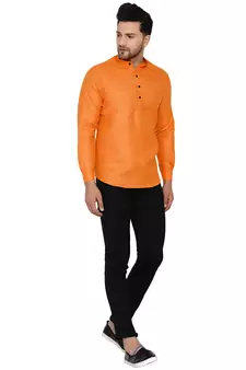 Yellow plain cotton men-kurtas