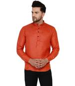 Red plain cotton men-kurtas