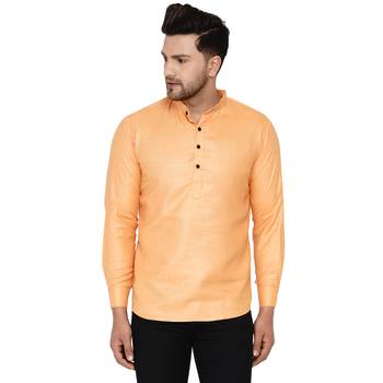 Orange plain cotton men-kurtas 1