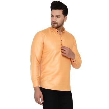 Orange plain cotton men-kurtas 2
