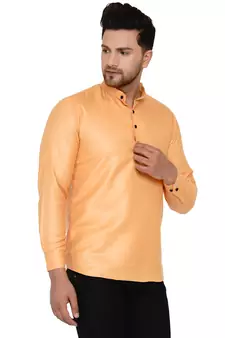 Orange plain cotton men-kurtas