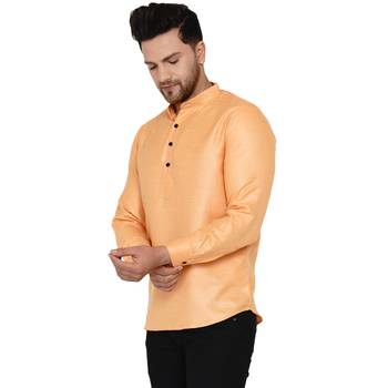 Orange plain cotton men-kurtas 3