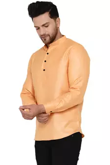 Orange plain cotton men-kurtas