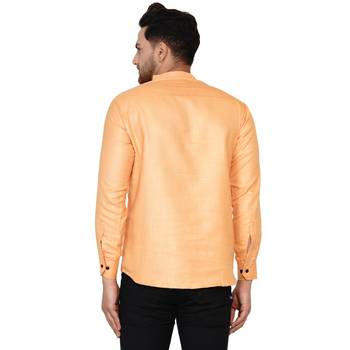 Orange plain cotton men-kurtas 4