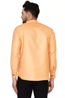Orange plain cotton men-kurtas
