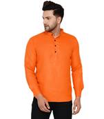 Orange plain cotton men-kurtas