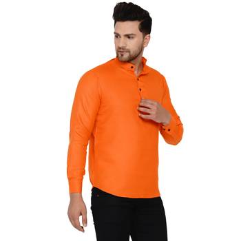 Orange plain cotton men-kurtas 2