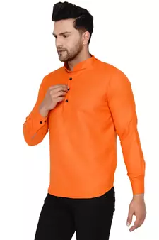 Orange plain cotton men-kurtas