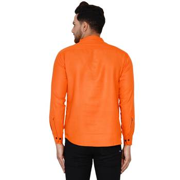 Orange plain cotton men-kurtas 4