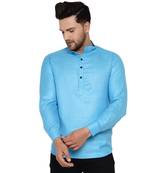 Blue plain cotton men-kurtas