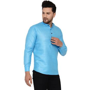 Blue plain cotton men-kurtas 2