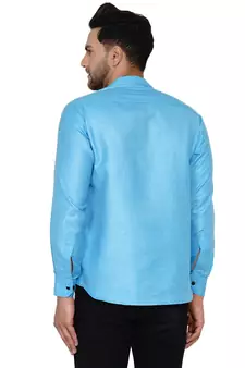 Blue plain cotton men-kurtas