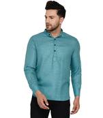 Green plain cotton men-kurtas