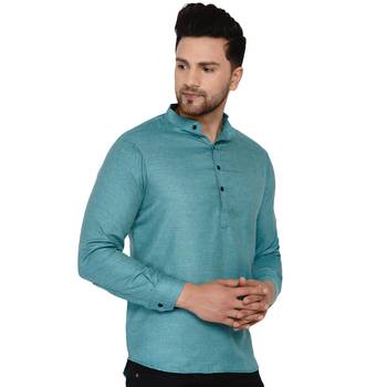 Green plain cotton men-kurtas 2