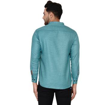 Green plain cotton men-kurtas 4