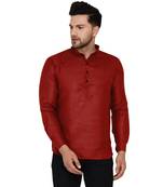 Maroon plain cotton men-kurtas