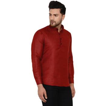 Maroon plain cotton men-kurtas 2