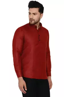 Maroon plain cotton men-kurtas