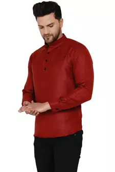 Maroon plain cotton men-kurtas