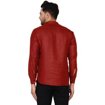 Maroon plain cotton men-kurtas 4