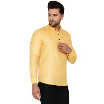 Yellow plain cotton men-kurtas 2