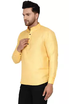 Yellow plain cotton men-kurtas