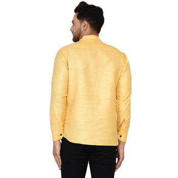 Yellow plain cotton men-kurtas 4