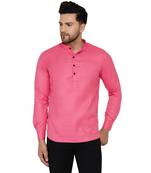 Pink plain cotton men-kurtas