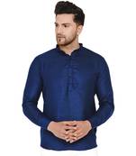 Blue plain cotton men-kurtas