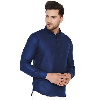 Blue plain cotton men-kurtas 2
