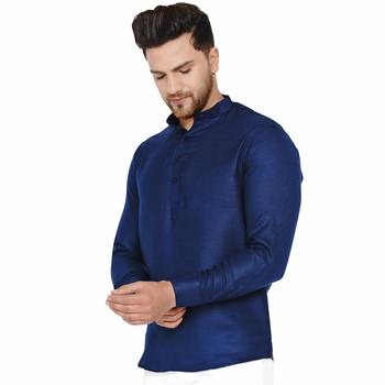 Blue plain cotton men-kurtas 3