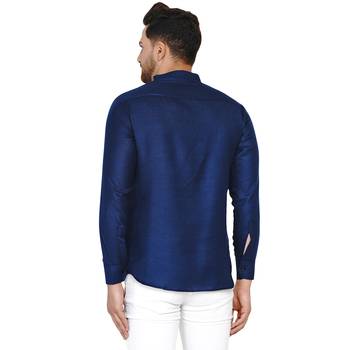 Blue plain cotton men-kurtas 4