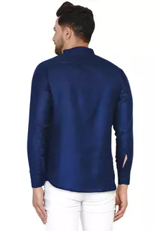 Blue plain cotton men-kurtas