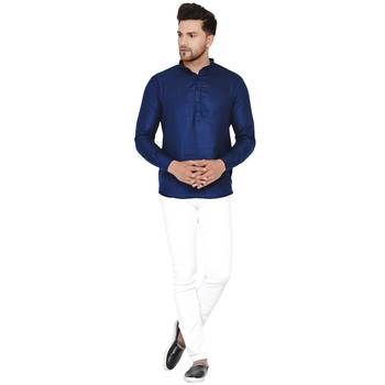 Blue plain cotton men-kurtas 5