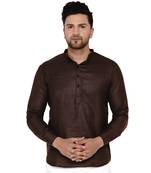 Brown plain cotton men-kurtas