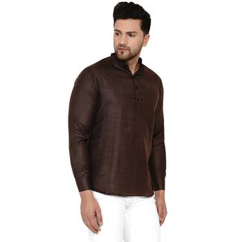 Brown plain cotton men-kurtas 2