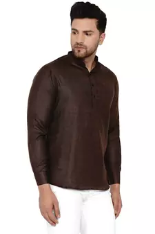 Brown plain cotton men-kurtas