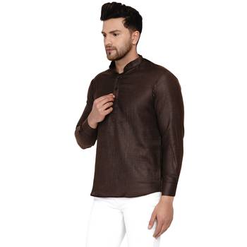 Brown plain cotton men-kurtas 3