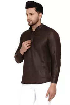 Brown plain cotton men-kurtas
