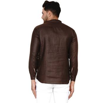Brown plain cotton men-kurtas 4