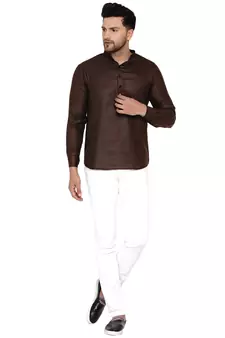 Brown plain cotton men-kurtas
